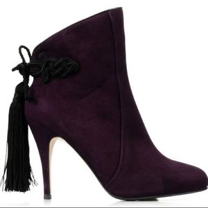 LK Bennett Dark Purple Suede Bootie.  4 inch heel.  Size 37